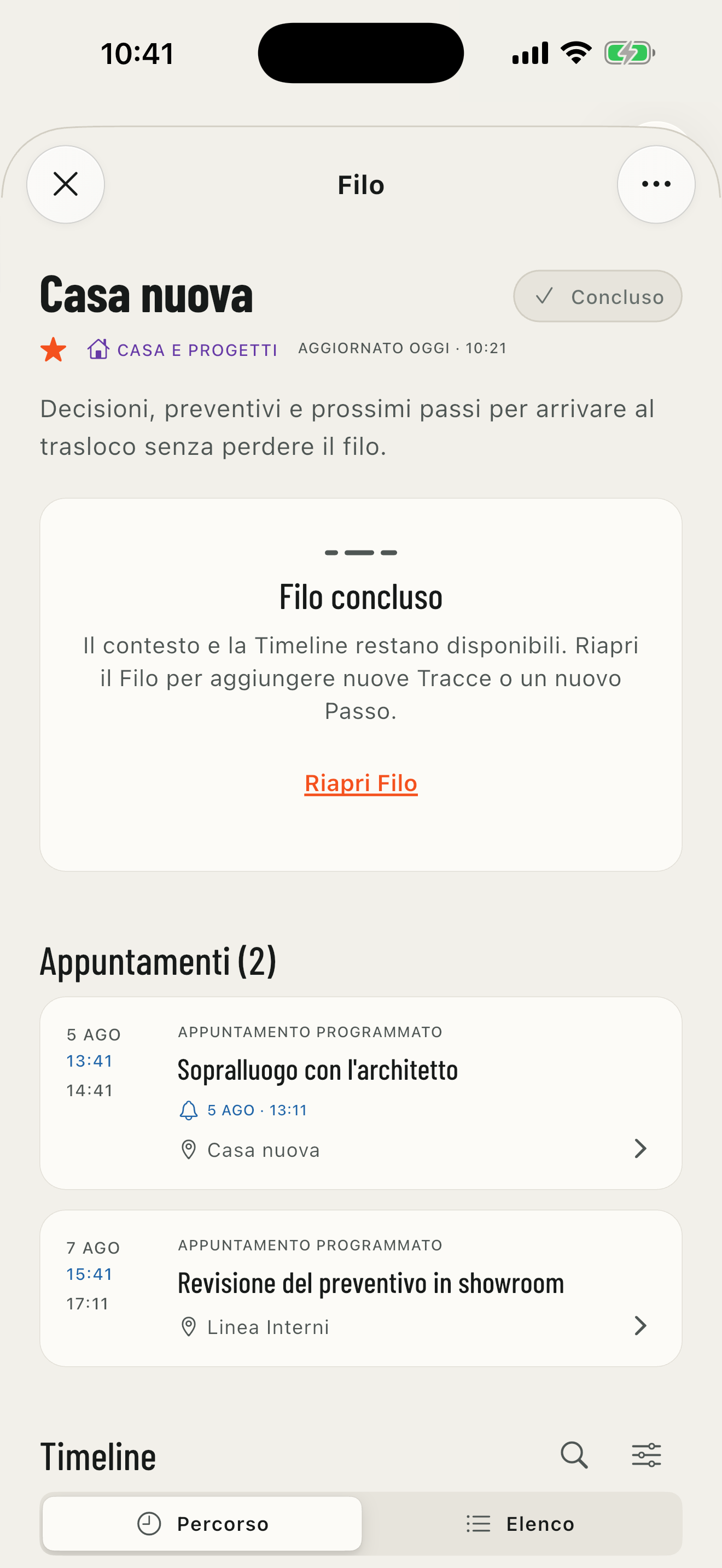 Dettaglio reale del Filo Casa nuova nello stato Concluso