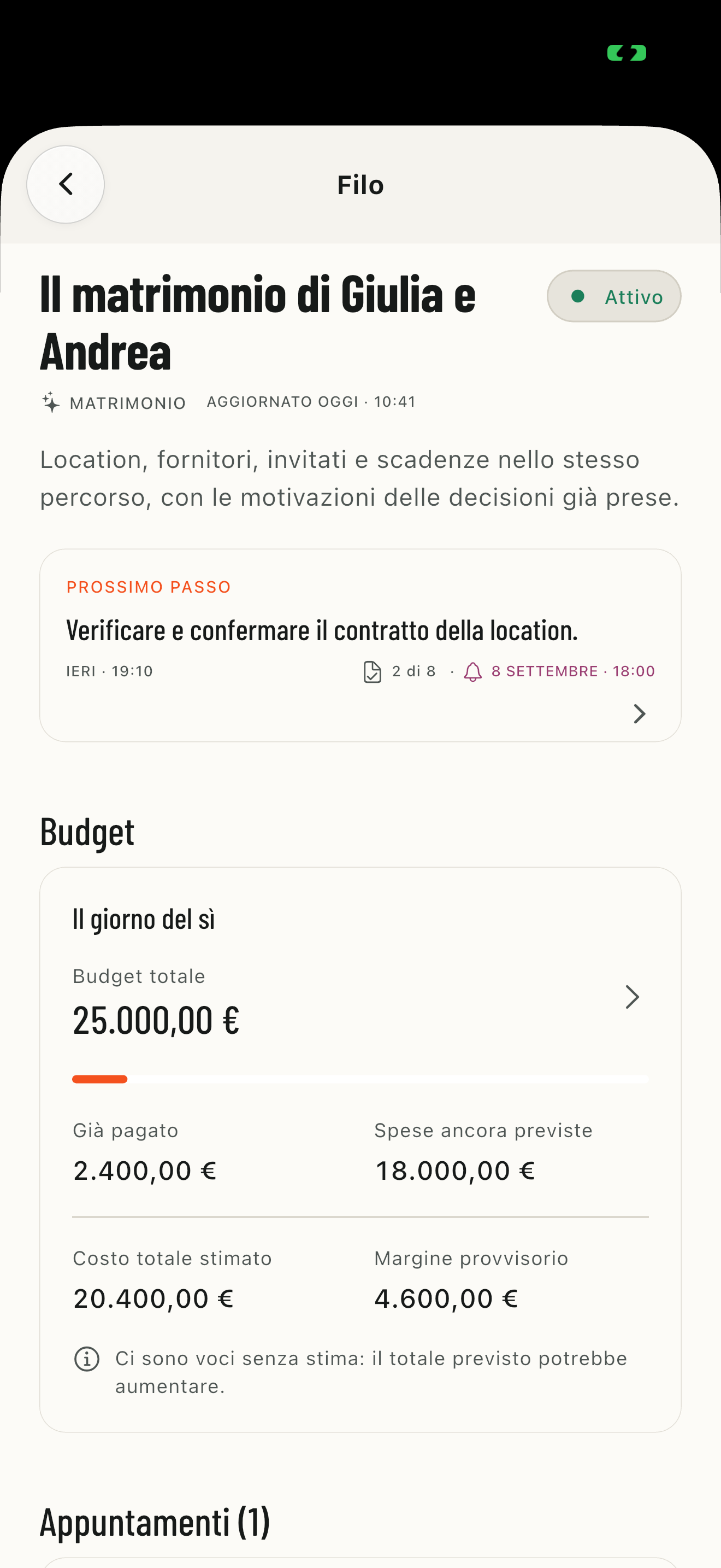 Anteprima dell'esempio Matrimonio di Giulia e Andrea in FILO