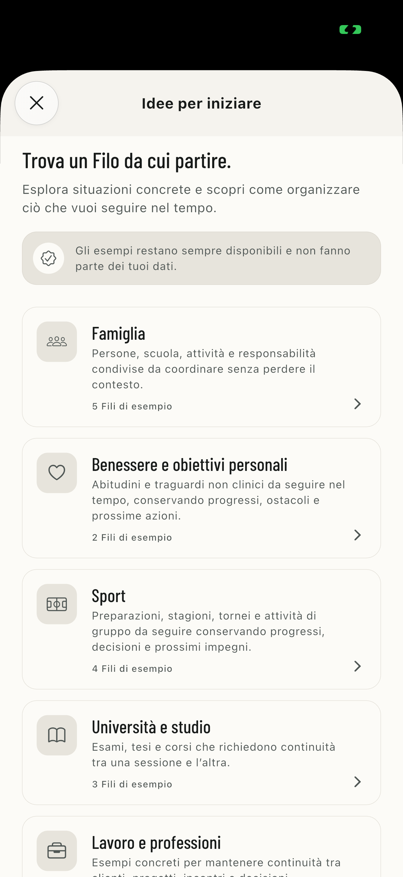 Catalogo degli Esempi di FILO organizzato per categorie